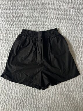 Frankie Shop Black Gathered Waist Shorts